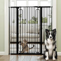 keny 51" Extra Tall Pet Gate, 29.7"-46" Wide Adjustable Cat Gate for Doorway, Hallway, Stairs, Auto-Close & Pressure Mounted, No Drilling, Black