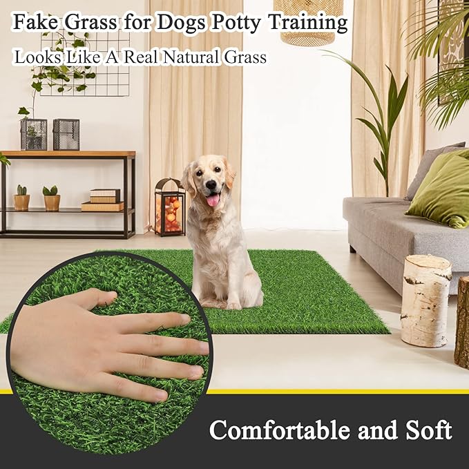 Bsmathom Artificial Grass Rug Indoor Outdoor Rug, Dog Grass Mat with Drainage Holes, Synthetic Artificial Grass Turf Fake Grass Rug Door Mats for Balcony Patio Lawn Garden(51.2 x 31.5Inch)