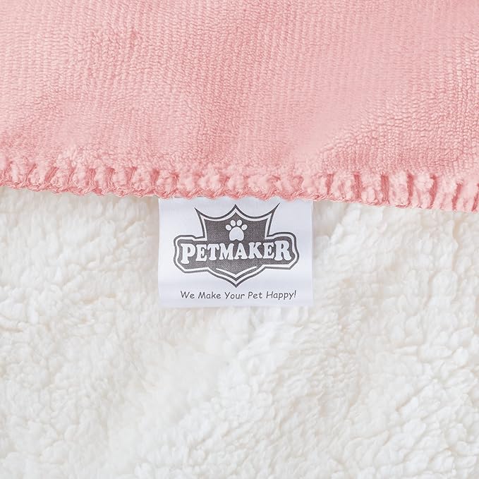 Waterproof Pet Blanket - 50x60-Inch Reversible Sherpa Fleece Throw Protects Couches, Cars, and Beds from Spills, Stains, and Fur by PETMAKER (Pink)