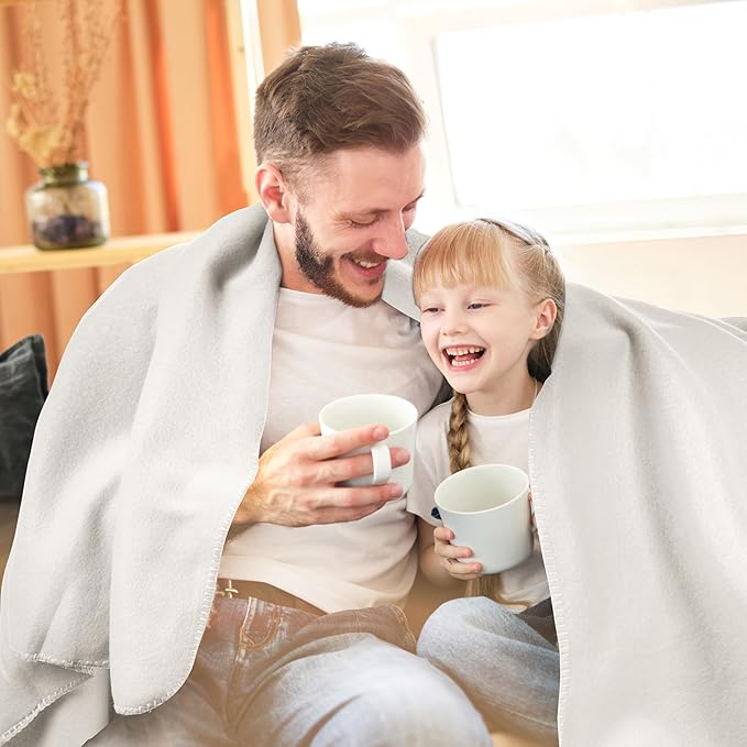 Fleece Throw Blankets Bulk Fleece Blankets Solid Wholesale Lightweight Warm Soft for Pet Bed Sofa Couch Office Wedding Gifts Travel Seasons White 50x60 Inches Pack of 6