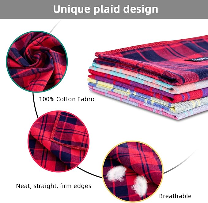 Dog Bandanas XLarge-5PCS Birthday Gift Puppy Bandana Vibrant Color Plaid Printing Adjustable Scarf Bib Handkerchief Accessories for Large Dog Pet