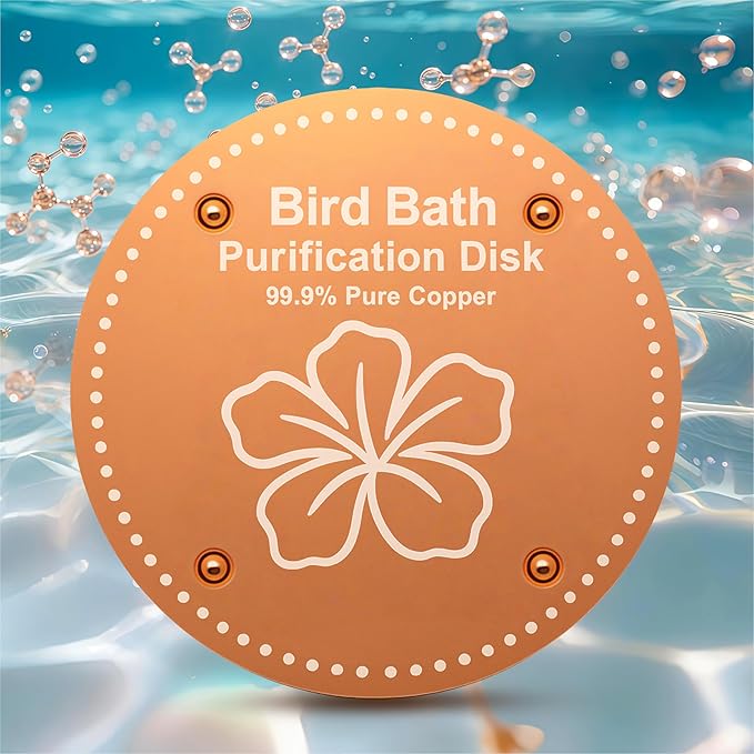 Bird Bath Purification Disk Pure Copper Outside Winter Solar Power Birdbath Wild Hummingbird Pedestal Fountain Cleaner Humming Feeder Cage Dispenser Heater Ground Safe Garden Lover Women Gift