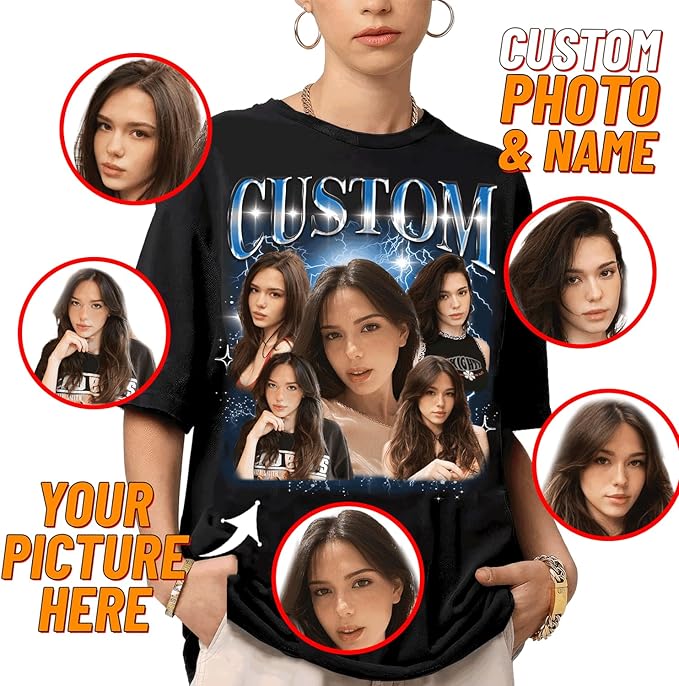 NAZENTI Custom Bootleg Rap Tee, Custom T-Shirts with Picture, Retro Custom Bootleg, Valentine's Gifts for Him Her