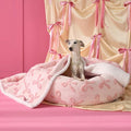 LE SURE Waterproof Puppy Blanket for Medium Dogs - Washable Double Sided Dog Blankets with Warm Jacquard Shag and Soft Sherpa Fleece, Pet Cat Blanket for Couch Protection, Bow Design，Pink Taffy