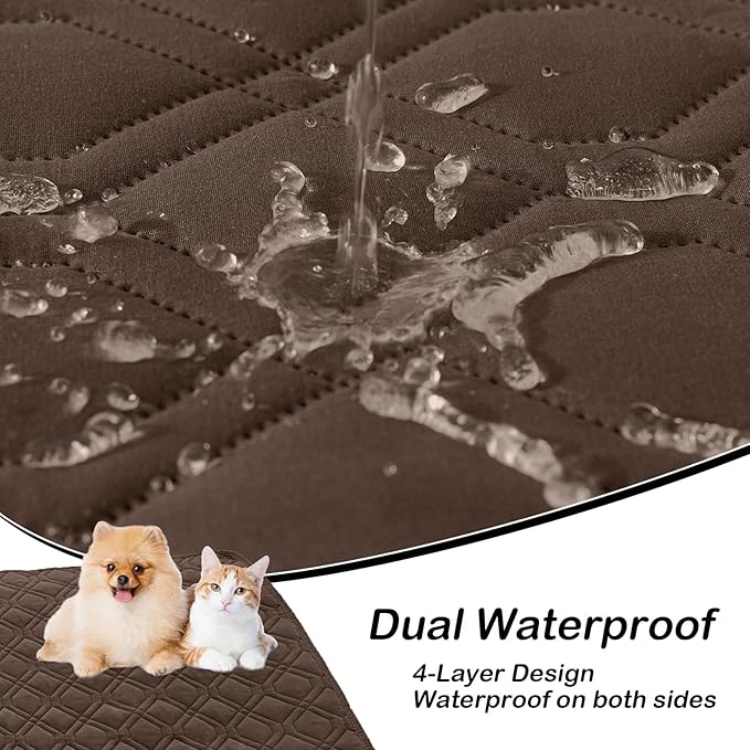hyha Waterproof Dog Bed Blanket, Soft Pet Blankets, Waterproof Couch Cover for Dogs, Reversible Sofa Covers Washable for Furniture (82x102 Inch, Chocolate/Dark Grey)