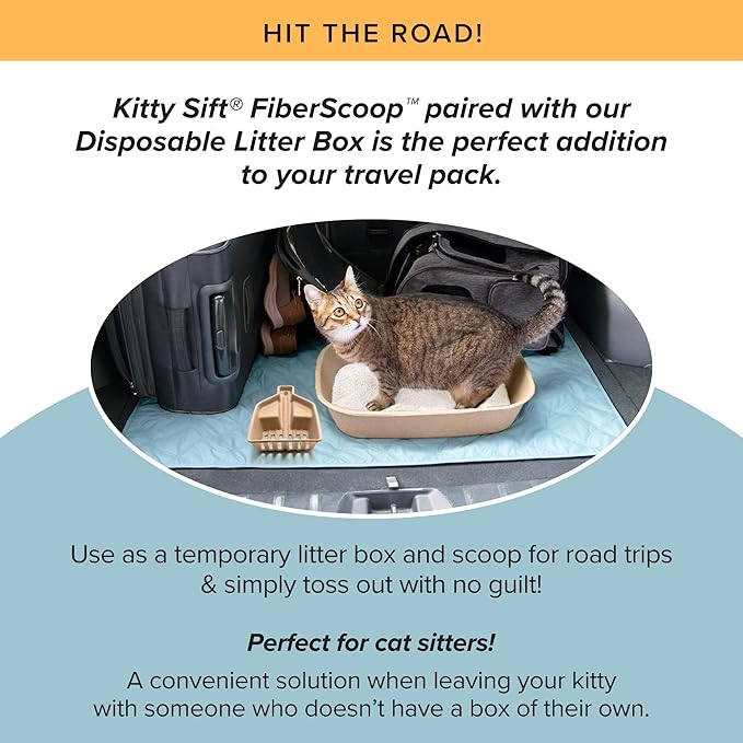 Kitty Sift FiberScoop Disposable Litter Scoop, Plastic-Free & Sustainable - Natural, One Size (Pack of 2)
