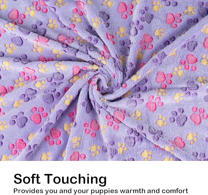 Dono 1 Pack 3 Dog Blankets, Soft Fluffy Fleece Pet Blanket Warm Sleep Mat Paw Print Design Puppy Kitten Throw Blankets Doggy Blanket for Dogs