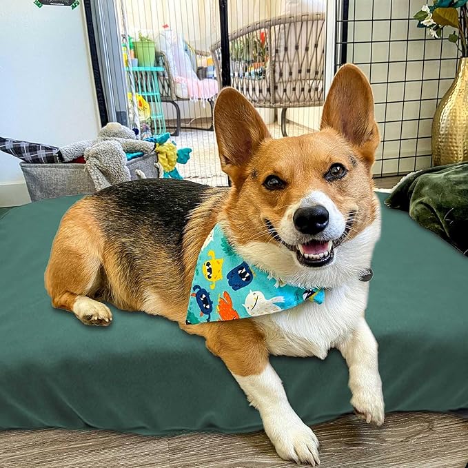 Dog Bed Cover Waterproof Replacement Machine Washable Covers for Dog Bed Heavy Duty Scratch Resistant Mattress Protector Pet Bed 24x18 Inch Dark Green Cover Only