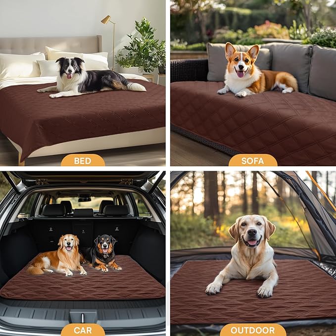 Luciphia 100% Waterproof Couch Cover Blanket for Dogs Anti-Slip Pet Couch Protector Sofa Mat Puppy Cat Blanket with Non-Slip Bottom, Coffee Brown, 68x82 Inch