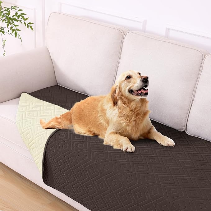 hyha Waterproof Dog Blanket, Soft Dog Bed Cover Pet Blankets, Waterproof Sofa Couch Cover for Dogs Washable, Reversible Pet Couch Covers for Sofa Furniture (40x80 Inch, Chocolate/Beige)