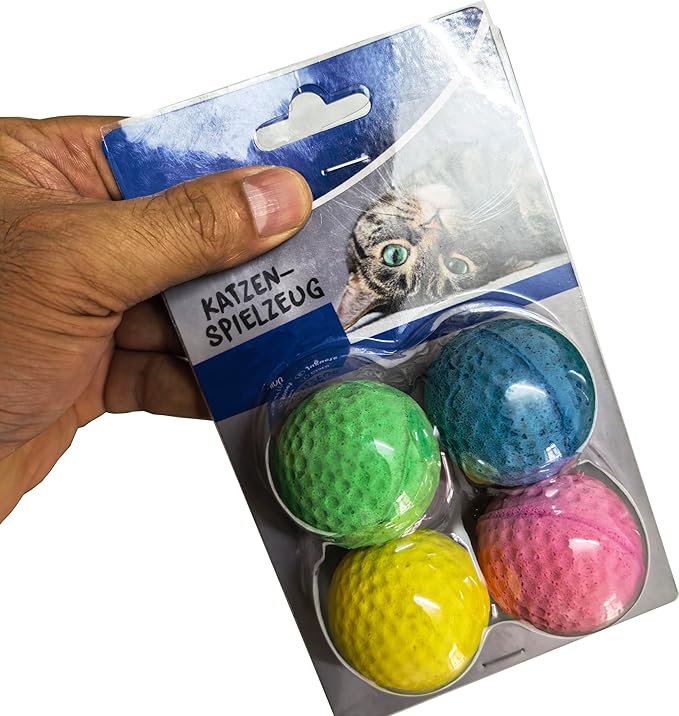 Cat Foam Ball Cat Sponge Ball Toy Soccer Toy (4Pack)