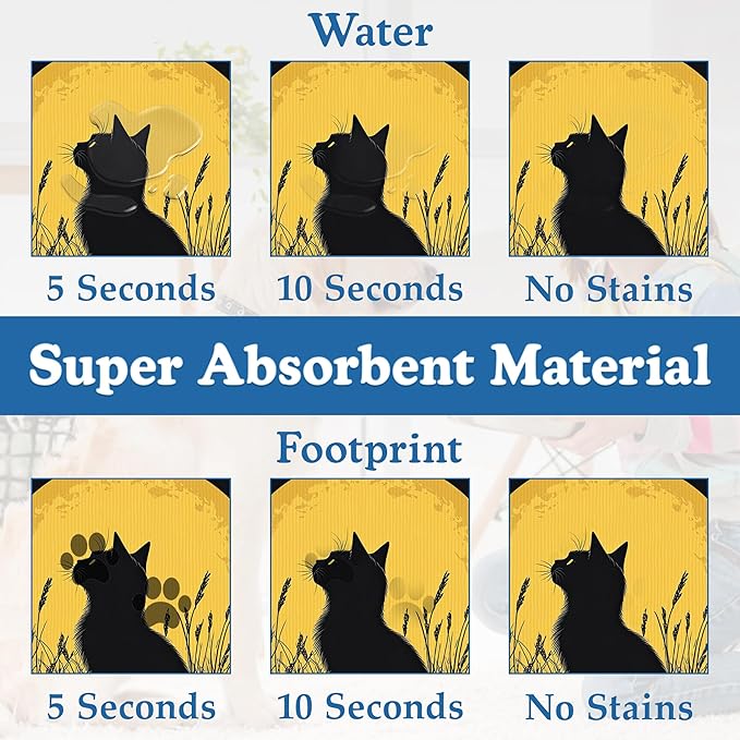 Giner Cat Moon Pet Food Mat for Cats and Dogs–Christmas Stocking Absorbent Quick Dry Feeding Placemat, Non Slip Rubber Base, Waterproof Bowl Mat for Indoor Use, Pet Supplies 16"x24"