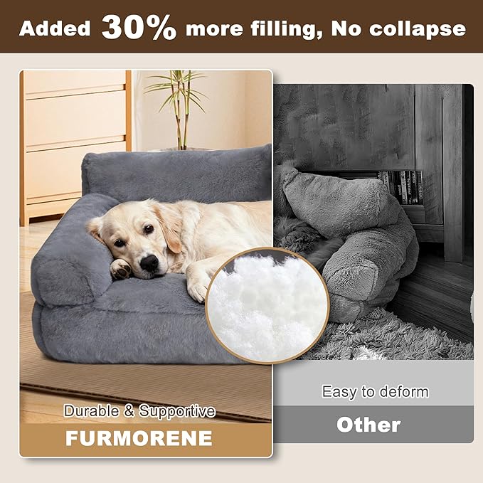 Cat Beds for Indoor Cats, Cat Couch Bed, Cute Cats Sofas for Medium Pets, Dog Sofas & Chairs with Removable Washable Cover, Plush Soft Pet Furniture for 35lbs Medium Dogs & Cats(Light Gray)