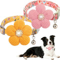 Medium Dog Collar with Flower, Dog Collars for Medium Dogs Collar for Girl Cute Dog Collar with Bell, Adjustable Length