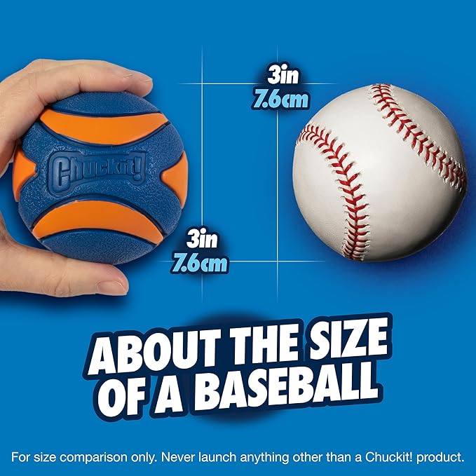 Chuckit! Ultra Squeaker Ball Dog Toy, Large (3 Inch) 1 Pack, for Large Breeds