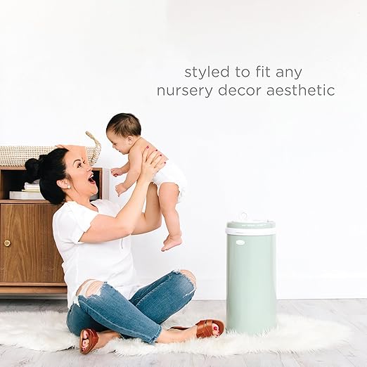 Ubbi Steel Diaper Pail, Odor Locking, No Special Bag Required, Award-Winning, Registry Must-Have, Sage Green
