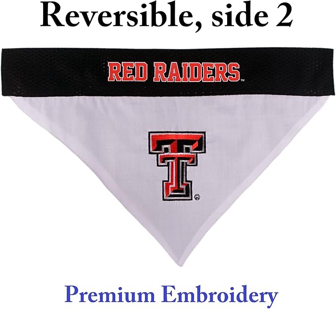 Pets First Collegiate Pet Accessories, Reversible Bandana, Texas Tech Red Raiders, Large/X-Large