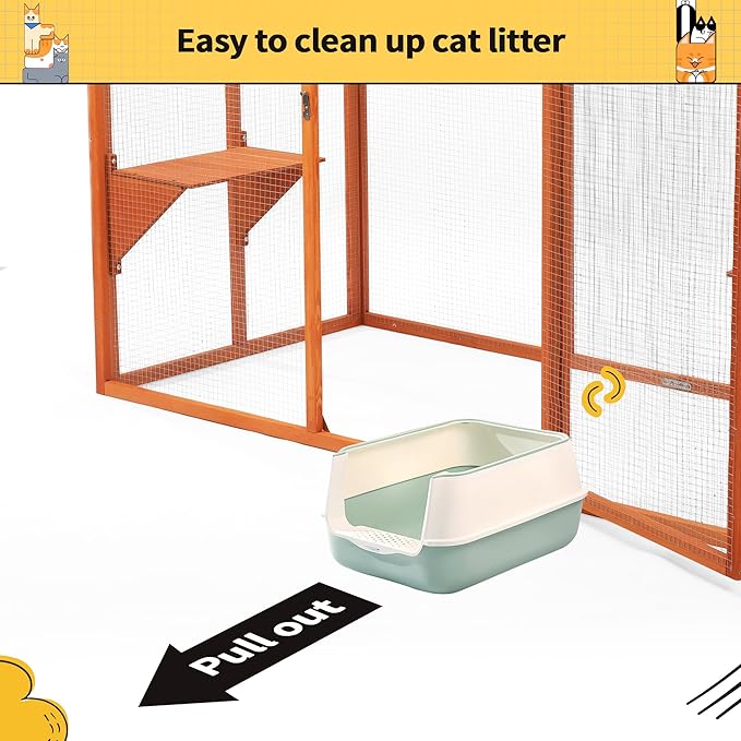 Catio Outdoor Cat Enclosure, 71" Large Catios for Cats Patio, Outside Cat Enclosures, Cattio with Waterproof Roof, Clearance Cat Cage for Multiple Cats, Orange