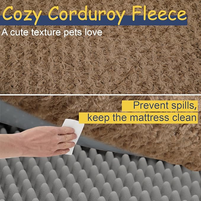 Orthopedic Dog Bed for Large Medium Sized, Washable Memory Foam Large Dog Bed, Medium Pet Sofa with Removable Cover, Washable Waterproof Pet Couch Beds(Brown, L)