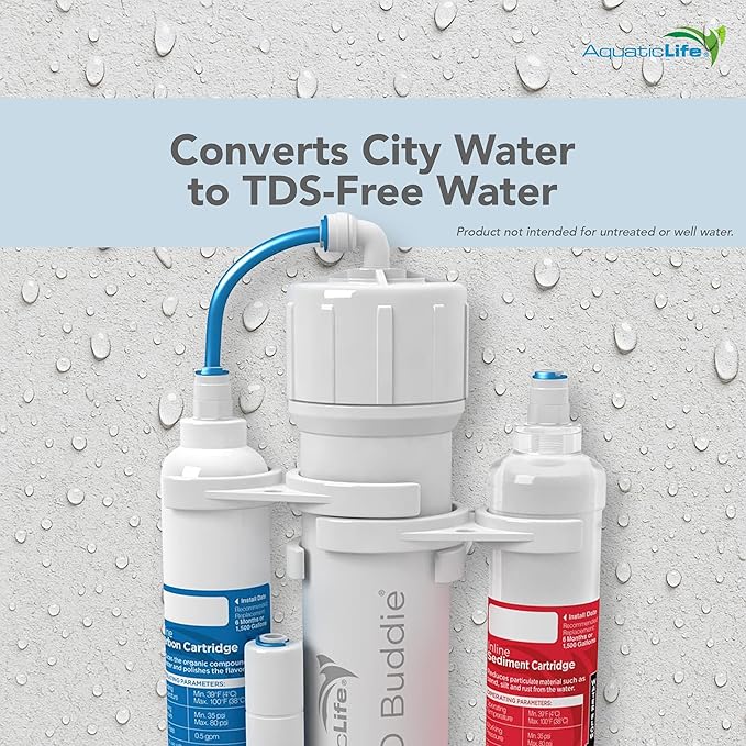 Aquatic Life RO Buddie 3-Stage Reverse Osmosis Water Filter System RO Filtration Units for Aquarium, 50 GPD