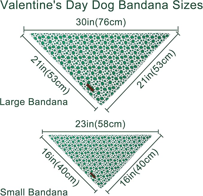 St. Patrick's Dog Bandana, UP URARA PUP Shamrock Triangle Bid Scarf for Medium Large Dogs, Cotton Kerchief for Girl Boy Puppies, Cute Spring Green Bandana,S