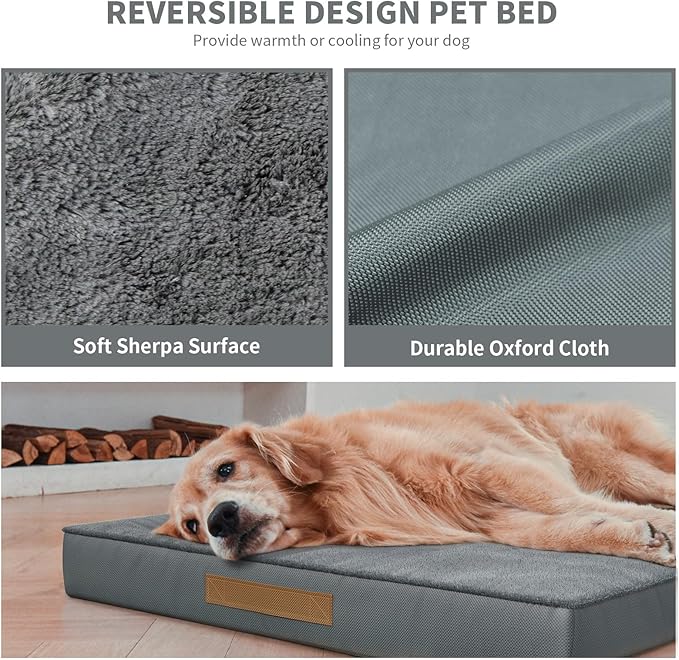 Comfort Dog Bed for Small Dogs & Cats, Waterproof Dog Crate Mat Orthopedic Egg Crate Foam with Washable Removable Cover, Gray