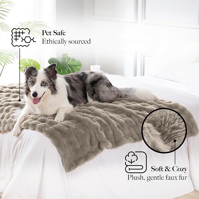 Modern Threads Water-Resistant Faux Rabbit Fur Pet Blanket for Dogs & Cats – Ultra-Soft Couch, Bed & Crate Protector, 40x50 Brown