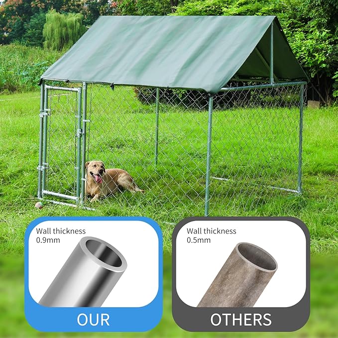 80"x80"x72" Outdoor Dog Kennel for Large Dogs - Heavy Duty Galvanized Steel Enclosure with Waterproof Roof & Secure Safety Lock Large Dog Playpen for Backyard, Weather-Resistant Pet Enclosure