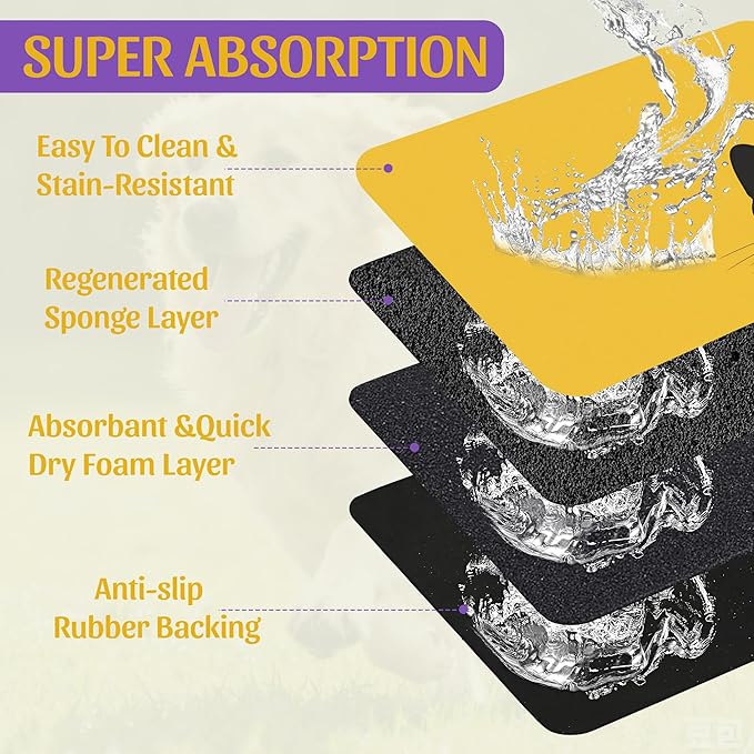 Cute Black Cat Peeking Pet Bowl Mat, Absorbent Placemat for Food and Water, Waterproof Non-Slip Rubber Base – 12x20 Inch