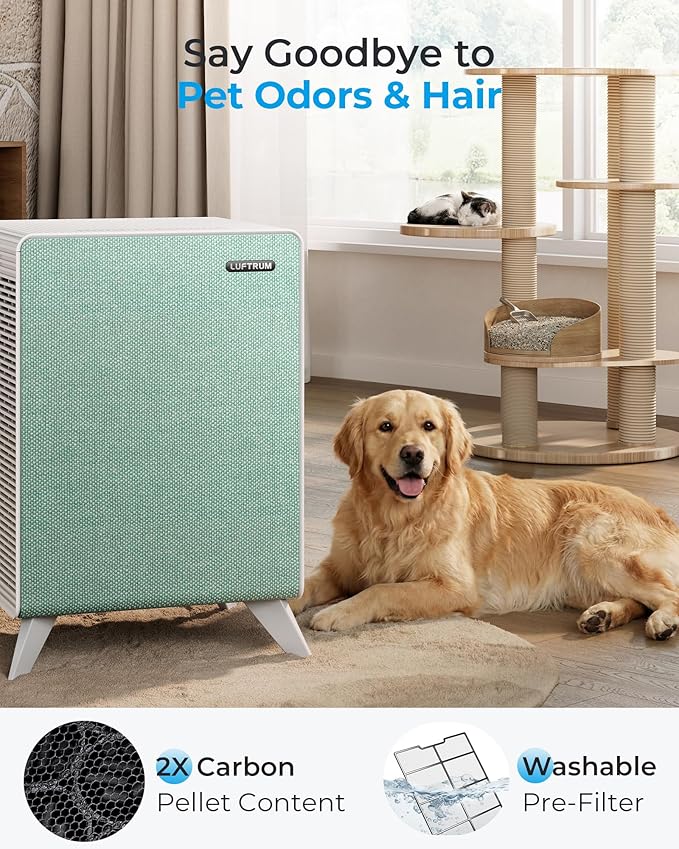 Air Purifiers for Home Large Room Up to 2250 ft² - Dual 3-Stage Filter of Washable Filter and True HEPA Filter with AQI, Auto Mode, Sleep Mode