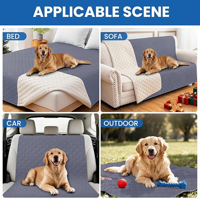 Waterproof Couch Covers for Pets, Waterproof Dog Bed Cover, Anti-Slip Soft Dog Blankets, Couch Cover for Dogs Washable, Pet Blanket for Puppy Large Dogs Cat (68x82 Inch, Grey Blue)