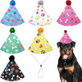 6pcs Dog Birthday Party Hats Felt for Large XL XXL Giant Breed Dogs Paw Bone Print with Pompons for Holiday Birthday Wedding Costume Head Wear Accessories