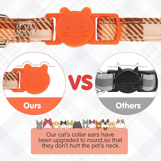 Breakaway Cat Collars with Bell & Cute Pendants - 3 Pack Adjustable Safety Kitten Collars - Decoration for Girl Boy Cats Puppy and Small Pets (Style C - Fall)