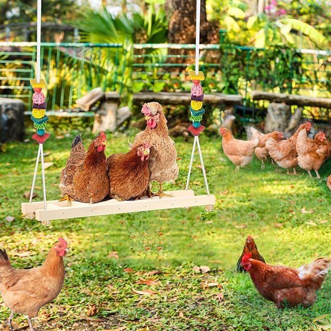 Jorewood Chicken Coop Swings, Outdoor Poultry Exercise Perch for Hens, Roosters