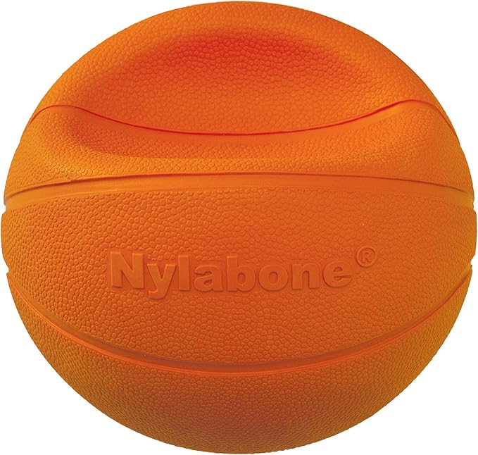 Nylabone Power Play Gripz Felt Basketball Rubber Fetch Toy, Squeaky Ball for Dogs, Large (1 Count)