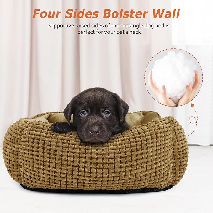 MIXJOY X-Large Dog Bed for Large, Medium, Small Dogs - Rectangle, Washable, Orthopedic, Soft Calming Sleeping Puppy Bed - Durable Pet Cuddler with Anti-Slip Bottom - XL (35"x25"x9")