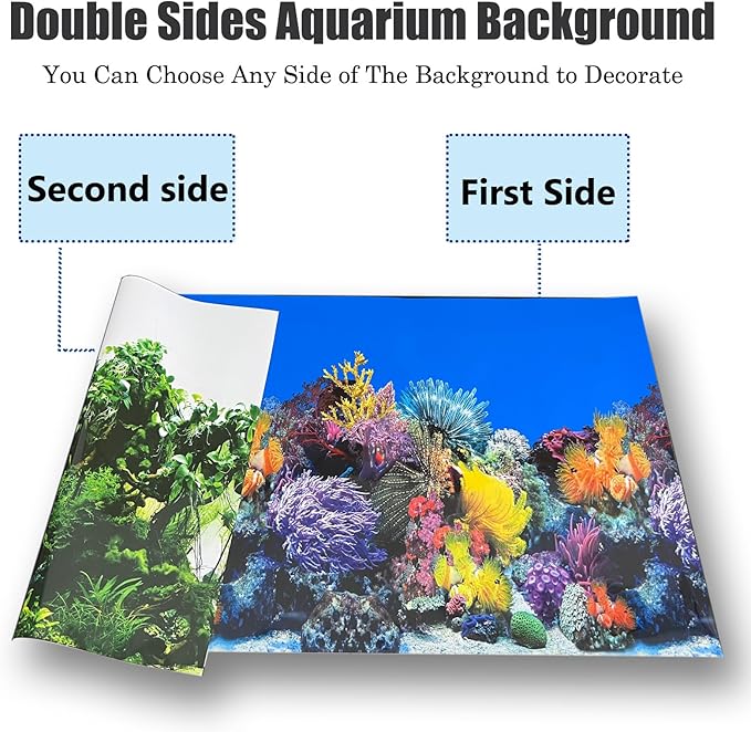 Fish Tank Background Sea Anemone Coral Theme Aquarium Background Poster Fish Backdrop for Aquarium Wallpaper Double-Sided Fish Tank Sticker Paper