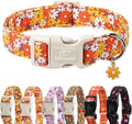 Fall Dog Collar Vintage Daisy Puppy Collar - Hippie Flower Dog Collars Light Comfortable Adjustable Pet Collars for Small Medium Large Girl Boy Dogs L