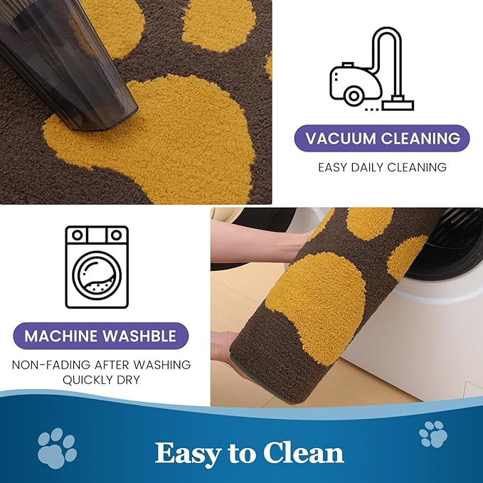 Buganda Dog Door Mat for Muddy Paws, Absorbent Dirt Trapper Washable Indoor Doormats, Non Slip Low-Profile Mud Mat for Dogs, Front Entrance Doormat for Inside Floor (30x20 Inches, Coffee)