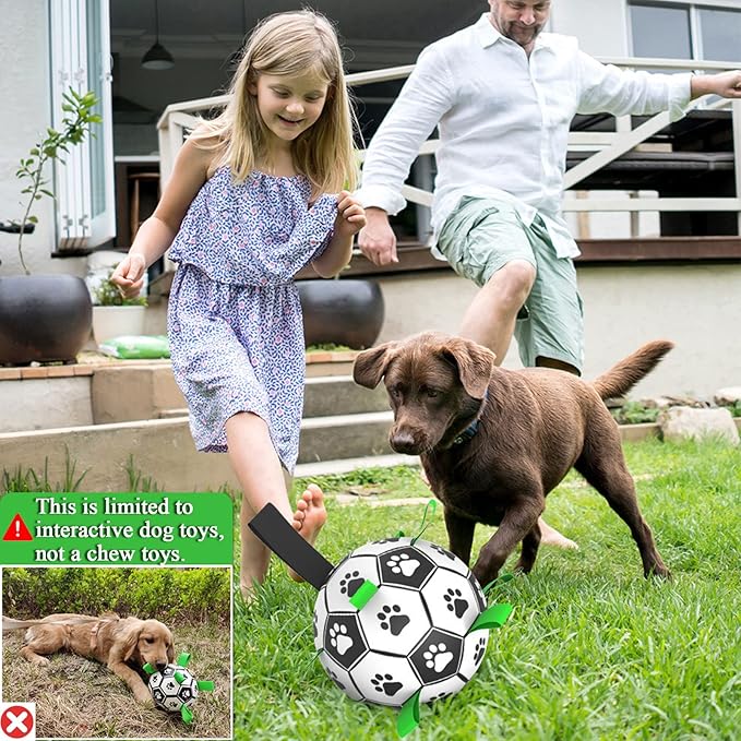 Dog Soccer Ball Toys with Straps, 6'' Interactive Toys for Tug of War, Puppy Birthday Gifts, Dogs Tug Toy, Water Toy, World Cup Durable Balls for Small Medium Dogs(6 Inch - Medium)
