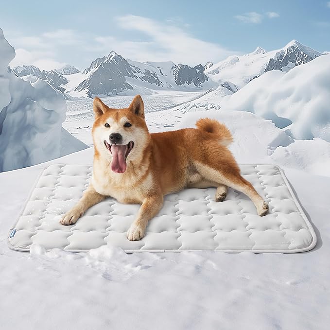 Bedsure Cooling Mat for Large Dogs – 35x23 Thin Washable Cooling Pet Pad for Puppy, QMAX>0.5, Portable Kennel Puppy Bed for Summer, Non-Slip Summer Crate Pad for Big Dog Up to 50 lbs
