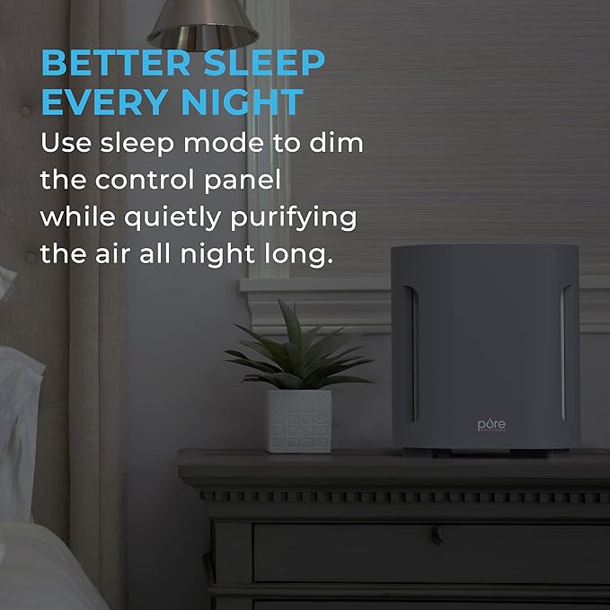 Pure Enrichment PureZone Air Purifier for Bedroom & Living Room, 4-Stage Filtration & UV-C Light, H13 HEPA Filter Helps Remove Bacteria, Pet Hair Dander, Allergens, Germs, Smoke, Dust (Gray)