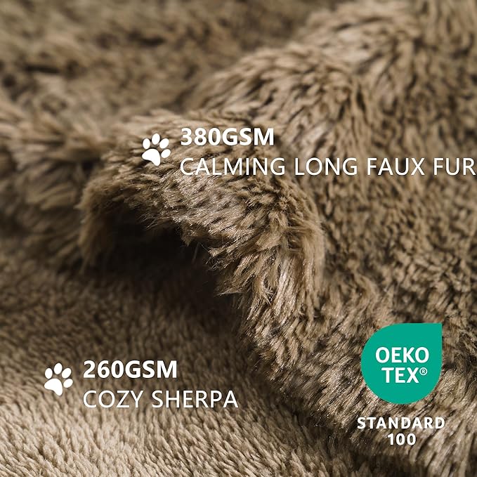 gogobunny Waterproof Dog Blanket for Couch & Furniture Protection - Super Soft Reversible Throw for Large Dogs & Cats, Calming Washable Fur & Sherpa Pet Blanket (25x35 Inch, Stone)