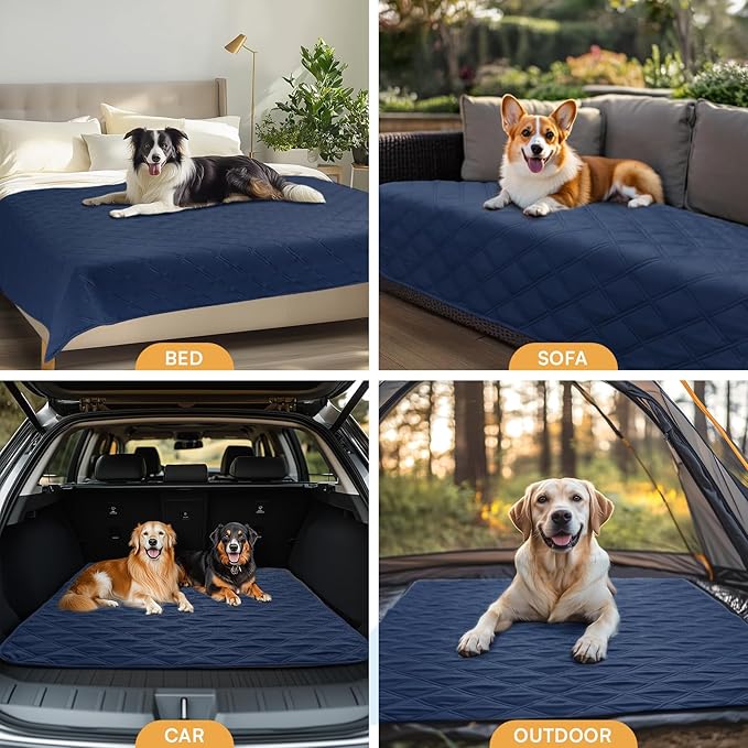 Luciphia 100% Waterproof Couch Cover Blanket for Dogs Anti-Slip Pet Couch Protector Sofa Mat Puppy Cat Blanket with Non-Slip Bottom, Navy Blue, 52x82 Inch