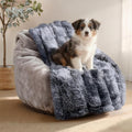Luciphia Large Waterproof Dog Blanket Pet Washable Liquid Proof Furniture Protector Medium Shaggy Plush Calming Long Faux Fur Bed Cover for Couch Cat Blankets Kitten Doggy, Tie-dye Grey, 40" x 50"