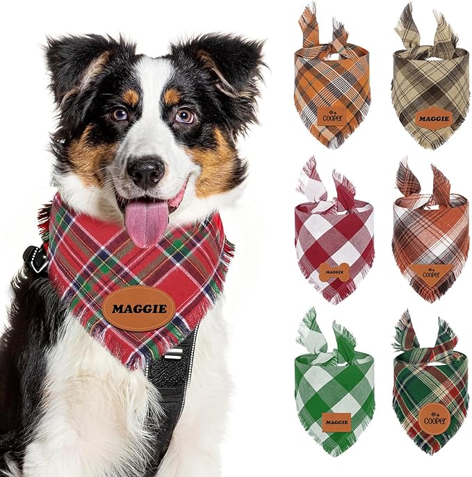 Personalized Dog Gifts Withe Name Custom Dog & Cat Bandana Personalized Pet Neckwear Dogs Costume Accessories for Small Medium Large Dogs Cats Birthday Valentines Day Gifts