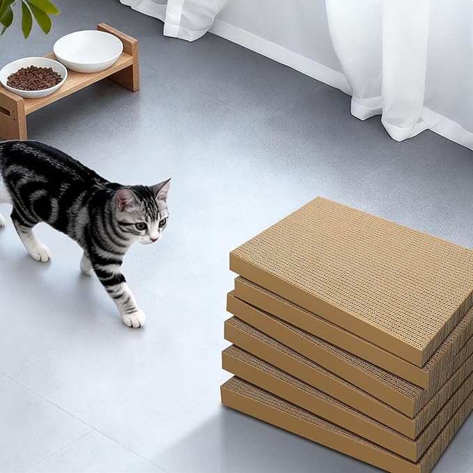 AGYM Cat Scratchers 6 Packs Refill Cat Scratching Pad Cardboard for Indoor Cats and Kitten, All Breeds Cat Scratch Pad Board Easy for Cats to Scratch