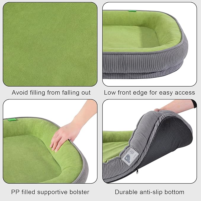Orthopedic Cat Bed for Puppy,Cat Sofa Bed with Egg Crate Foam Four Sided Bolster Dog Couch Beds with Removable Cover & Non-Slip Bottom XS