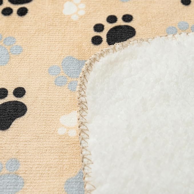 Dog Blankets Waterproof Pet Blanket Paw Printing Super Soft Warm Fluffy Facecloth Sofa Car Bed Protector, Urine Proof Washable for Puppy Large Dogs & Cats 50"*60" Beige