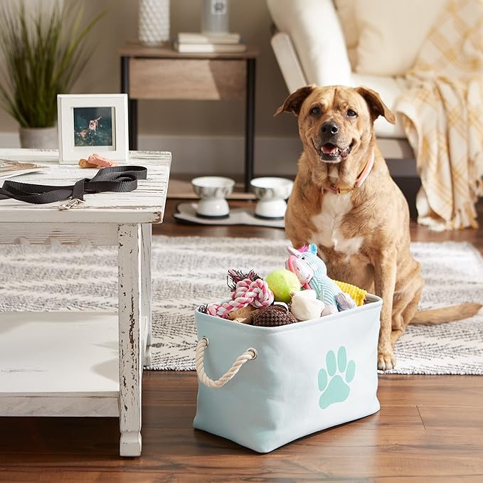 Bone Dry Pet Storage Collection Collapsible Bin, Small Rectangle, Aqua